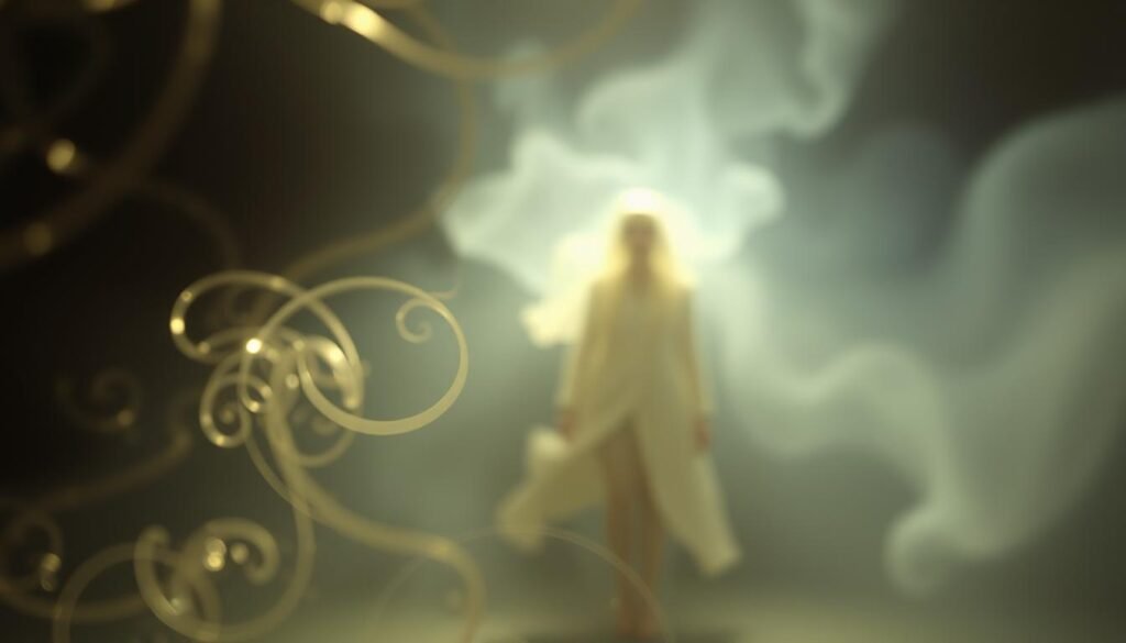 A shimmering, ethereal memory, captured in a surreal, dreamlike composition. In the foreground, swirling tendrils of light dance and intertwine, representing the fleeting, ephemeral nature of human recollection. The middle ground features a ghostly, semi-transparent figure, its form hazy and indistinct, symbolizing the fragility and impermanence of memories. The background is shrouded in a soft, diffused glow, creating a sense of depth and mystery. The lighting is soft and diffuse, with subtle highlights that accentuate the delicate, wispy textures. The overall mood is one of contemplation and introspection, inviting the viewer to ponder the nature of memory and its role in our lives. A shimmering, ethereal memory, captured in a surreal, dreamlike composition. In the foreground, swirling tendrils of light dance and intertwine, representing the fleeting, ephemeral nature of human recollection. The middle ground features a ghostly, semi-transparent figure, its form hazy and indistinct, symbolizing the fragility and impermanence of memories. The background is shrouded in a soft, diffused glow, creating a sense of depth and mystery. The lighting is soft and diffuse, with subtle highlights that accentuate the delicate, wispy textures. The overall mood is one of contemplation and introspection, inviting the viewer to ponder the nature of memory and its role in our lives.