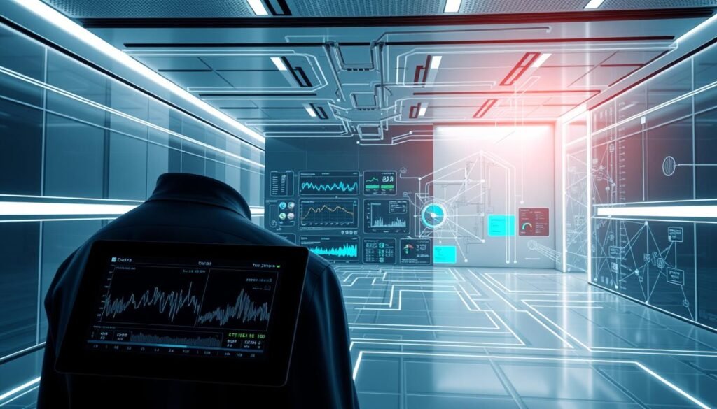 A sleek, futuristic digital twin architecture with seamless integration of multi-source data. In the foreground, a central control panel displays real-time EEG and smartwatch metrics, enabling precise stroke prediction. The middle ground features interconnected data streams from various sensors and systems, visualized through intuitive dashboards. The background depicts a minimalist, high-tech environment with clean lines and subtle lighting, conveying a sense of efficiency and advanced capabilities. The overall scene exudes a serene, scientific atmosphere, highlighting the precision and sophistication of the headless, AI-driven digital twin application. A sleek, futuristic digital twin architecture with seamless integration of multi-source data. In the foreground, a central control panel displays real-time EEG and smartwatch metrics, enabling precise stroke prediction. The middle ground features interconnected data streams from various sensors and systems, visualized through intuitive dashboards. The background depicts a minimalist, high-tech environment with clean lines and subtle lighting, conveying a sense of efficiency and advanced capabilities. The overall scene exudes a serene, scientific atmosphere, highlighting the precision and sophistication of the headless, AI-driven digital twin application.